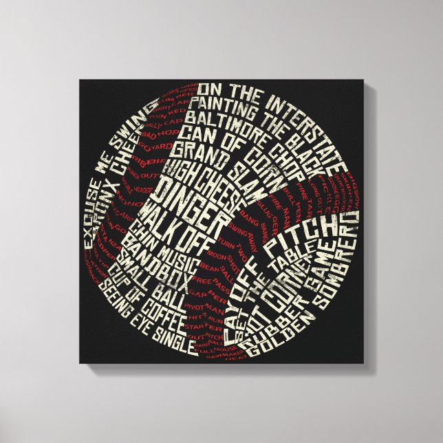 Toile Calligramme des mots de baseball (Recto)