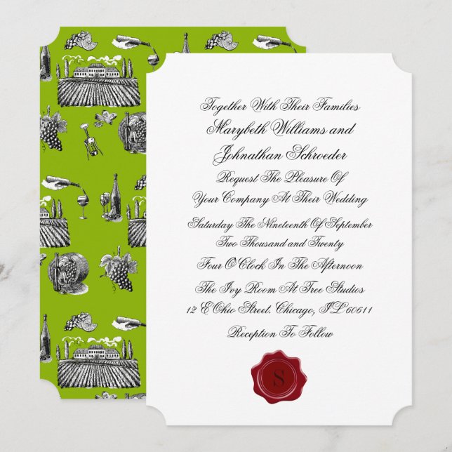 Toile & Calligraphie Faire-part de mariage Monogra (Devant / Derrière)
