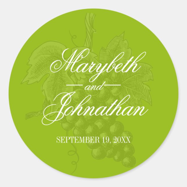 Toile & Calligraphie Mariage Favor Sticker (Devant)