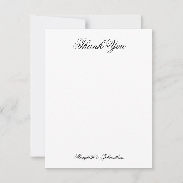 Toile & Calligraphie Mariage Plat Carte de remerci (Devant)