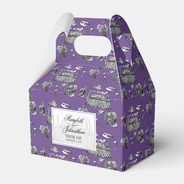 Toile & Calligraphy Editable Wedding Favor Box (Front Side)