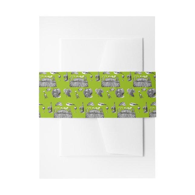 Toile & Calligraphy Editable Wedding Invitation Belly Band (Front Example)