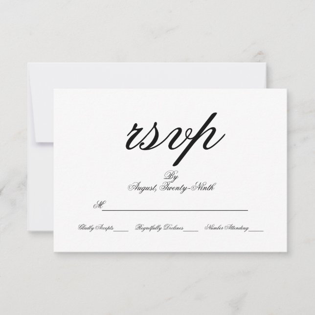 Toile & Calligraphy Wedding RSVP Card (Front)