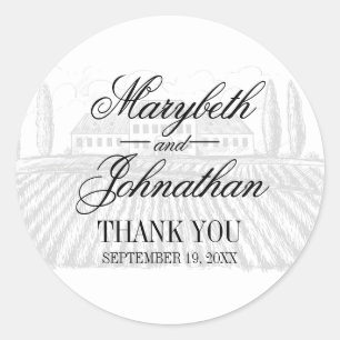 Toile & Calligraphy Wedding Thank You Sticker