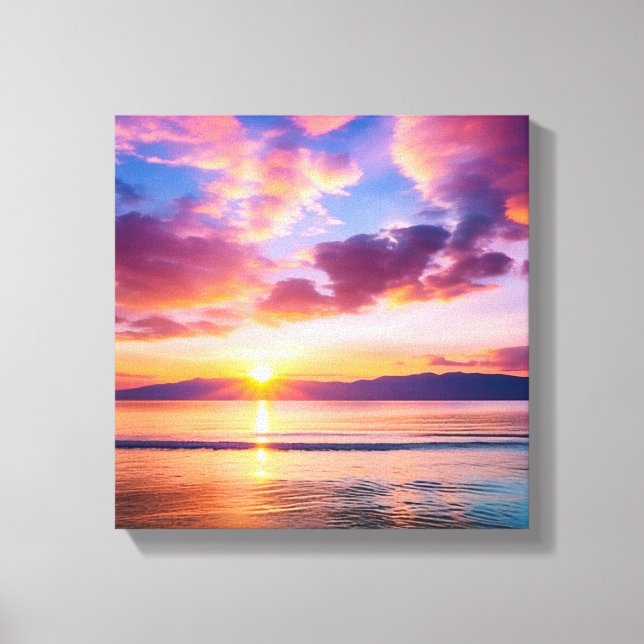 Toile Calme coucher de soleil sur la plage (Recto)