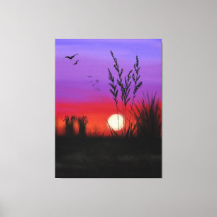 Toile calme Imprimer le coucher de soleil du lac -