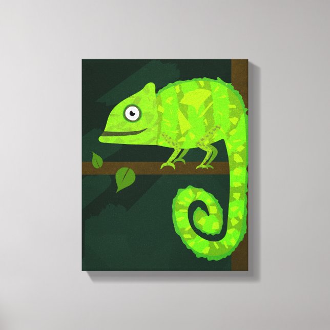 Toile Caméléon mignon vert (Recto)