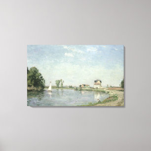 Toile Camille Pissarro   au bord de la rivière, 1871