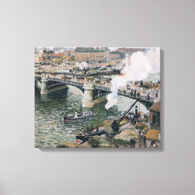 Toile Camille Pissarro Pont Boieldieu à Rouen Peinture (Recto)
