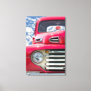 Toile camionnette rouge vintage avec dés flous