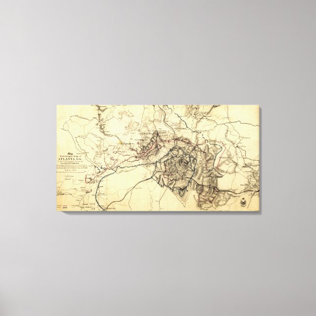 Toile Campagne Atlanta - Guerre civile Carte panoramique (Recto)