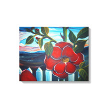 Camping à fleurs rouges