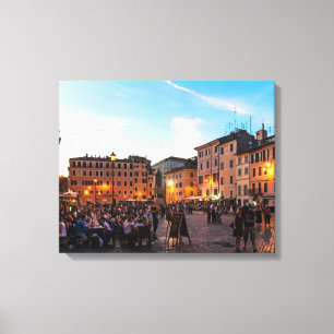 Toile Campo de Fiori, Rome, Italie, au coucher du soleil