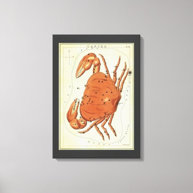 Toile Cancer Crabe Constellation Vintage, Miroir d'Urani (Recto)