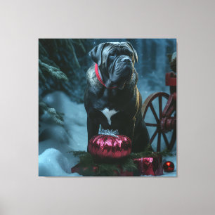 Toile Cane Corso Traîneau enneigé Décor de Noël