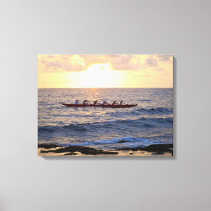 Toile Canoë Hawaii Outrigger au coucher du soleil