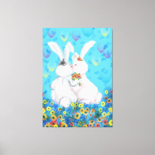 Toile Canvas d'amour doux Imprimer Bunny de couple
