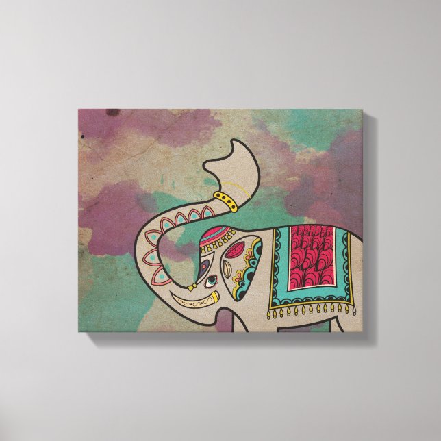 Toile Canvas d'aquarelle indienne pour éléphants Imprime (Recto)