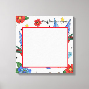 Toile Canvas de 20 po x 20 po Signature Tatouage traditi