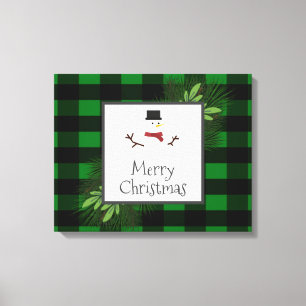 Toile Canvas de Buffalo Vert Snowman Plaid Imprimer
