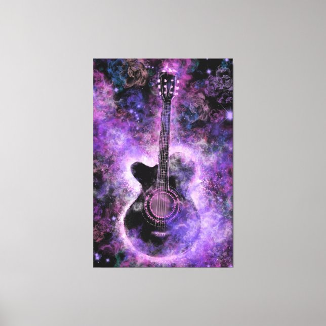 Toile Canvas de musique de guitare Imprimer violet noir (Recto)