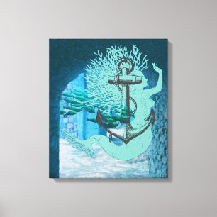 Toile Canvas De Sirène Et D'Ancre