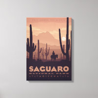 Canvas du parc national du Saguaro vintage Imprime