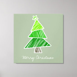 Toile Canvas écaillée de sapin de Noël vert