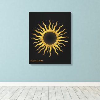 Toile Canvas Golden Solar Eclipse Celestial Wall Art