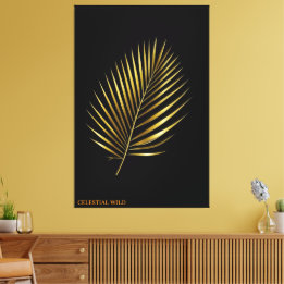 Toile Canvas Majestic Golden Palm Frond Tropical Art