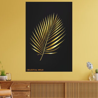 Toile Canvas Majestic Golden Palm Frond Tropical Art