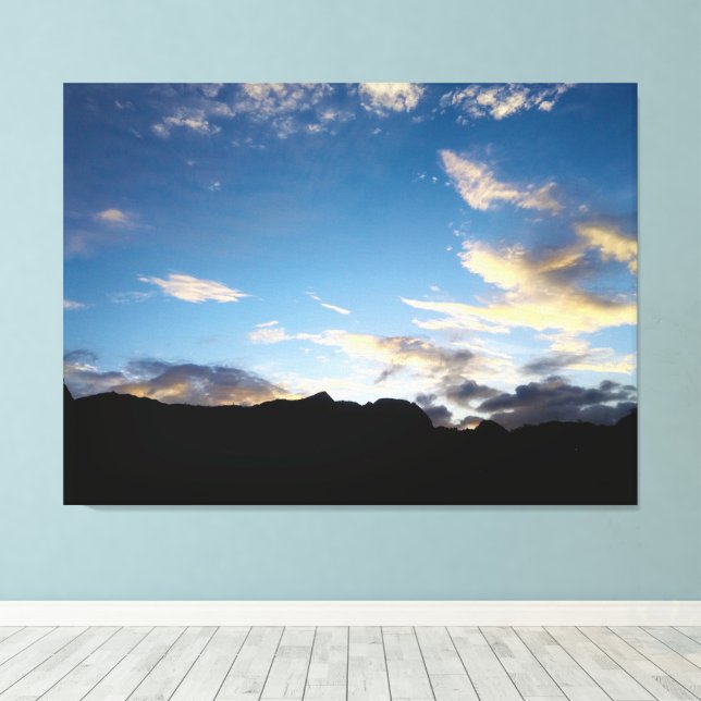 Toile Cape Verde Crépuscule Silhouette de Montagne Ciel  (Insitu (Plancher de Bois))
