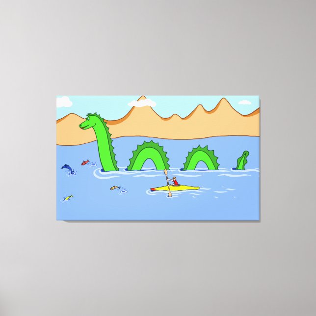 Toile Capitaine Kayak et Loch Ness Monster (Recto)