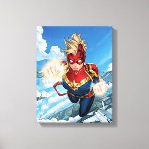 Toile Capitaine Marvel Volant Avec Jets
