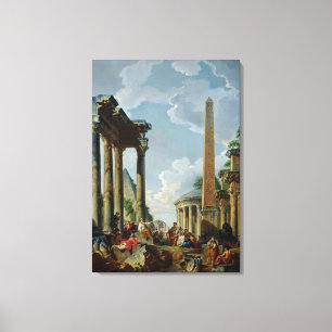 Toile Capriccio architectural avec un prédicateur