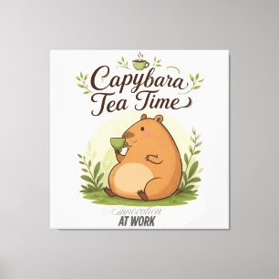 Toile Capybara à l'heure du thé Capybara mignon buvant