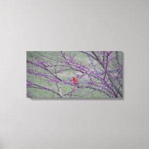 Toile Cardinal rouge dans l'arbre rouge oriental de