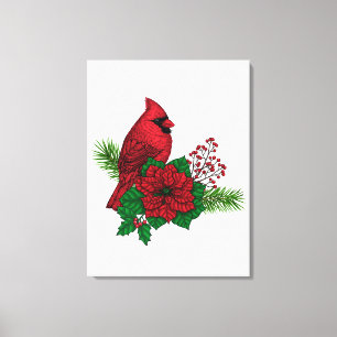 Toile Cardinaux rouges sur décoration de Noël
