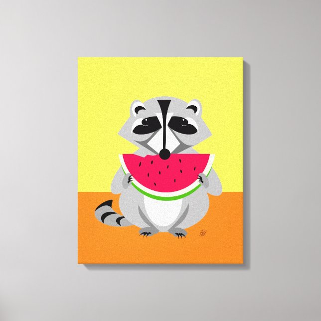 Toile Caricature Cute Raccoon (Recto)