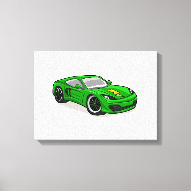 Toile Caricature de course automobile verte - Choisissez (Recto)