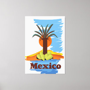 Toile Caricature de la Palme du Mexique vintage