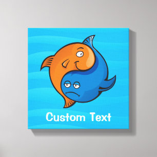 Toile Caricature de poisson Yin Yang