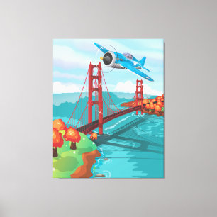 Toile Caricature du pont du Golden Gate de San Francisco