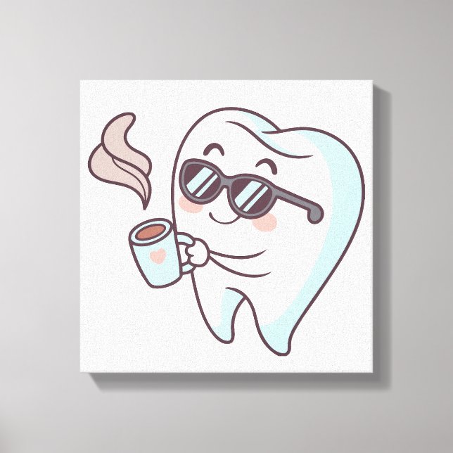 Toile Caricature pour dent cool avec lunettes de soleil  (Recto)