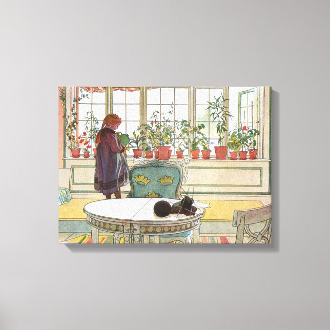 Toile Carl Larsson - Fleurs sur le rebord de fenêtre (Recto)