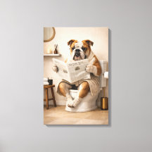 Carlin Bouledogue Lisant un Journal Humour Salle d