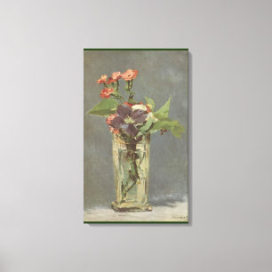 Toile Carnations et Clematis dans un vase de cristal de