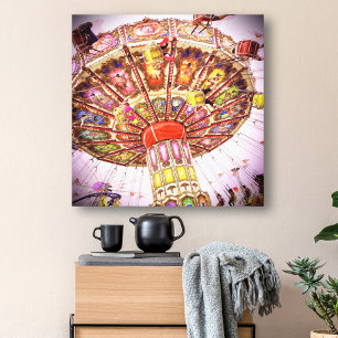 Toile Carnaval balançoire tour rose ciel vintage photo r