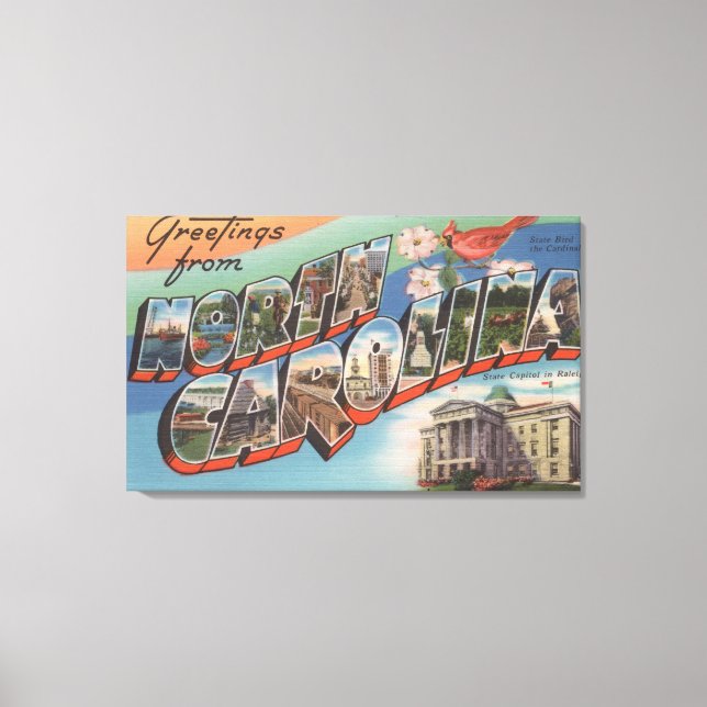 Toile Caroline du Nord (Fleur d'État/Oiseau) (Recto)