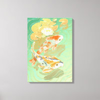 Carpe Koi Poisson Eau Lily Pond Canvas